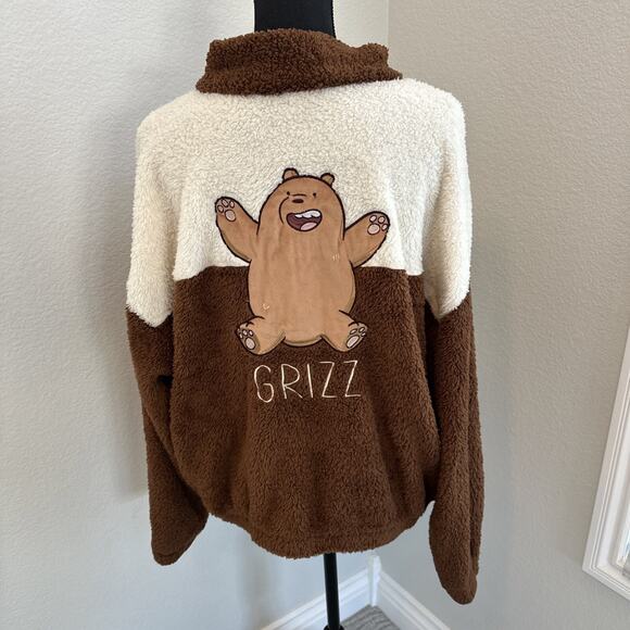 We Bare Bears X SHEIN Plus Size 1XL Letter Embroidery Two Tone Sweater Plush - Picture 1 of 9